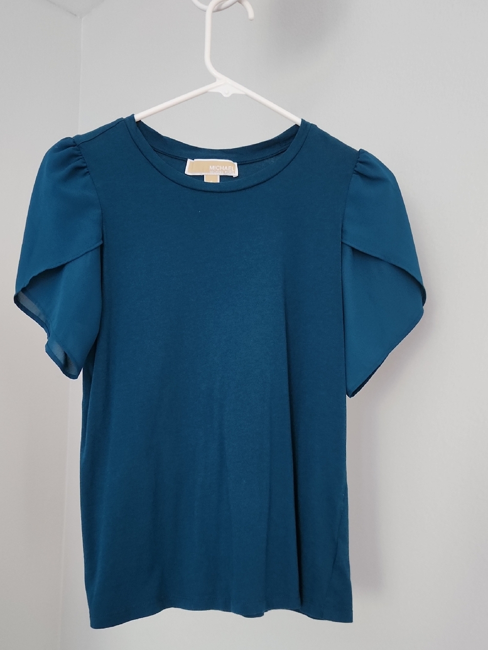 Michael Kors Teal Puff-Sleeve Top